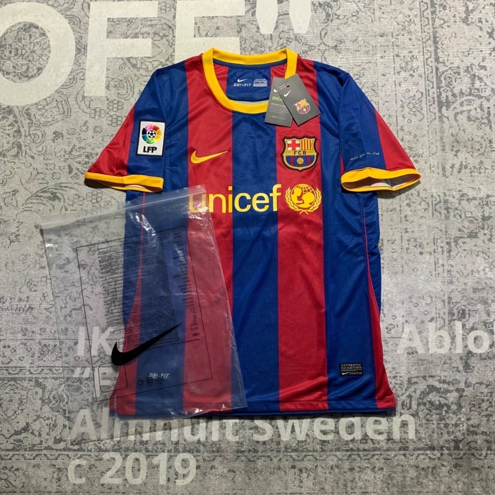 Nike FC Barcelona Messi 10 Jersey Mens Small Blue Red 2010-11 Home Soccer NWT